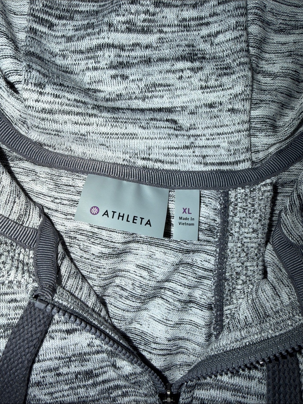 Athleta Gray Marled Sleeveless Hooded Zip crossback Jacket - Picture 2 of 3